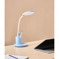Leen Bakker VELA - Bureaulamp LED - Blauw - Synthetisch materiaal