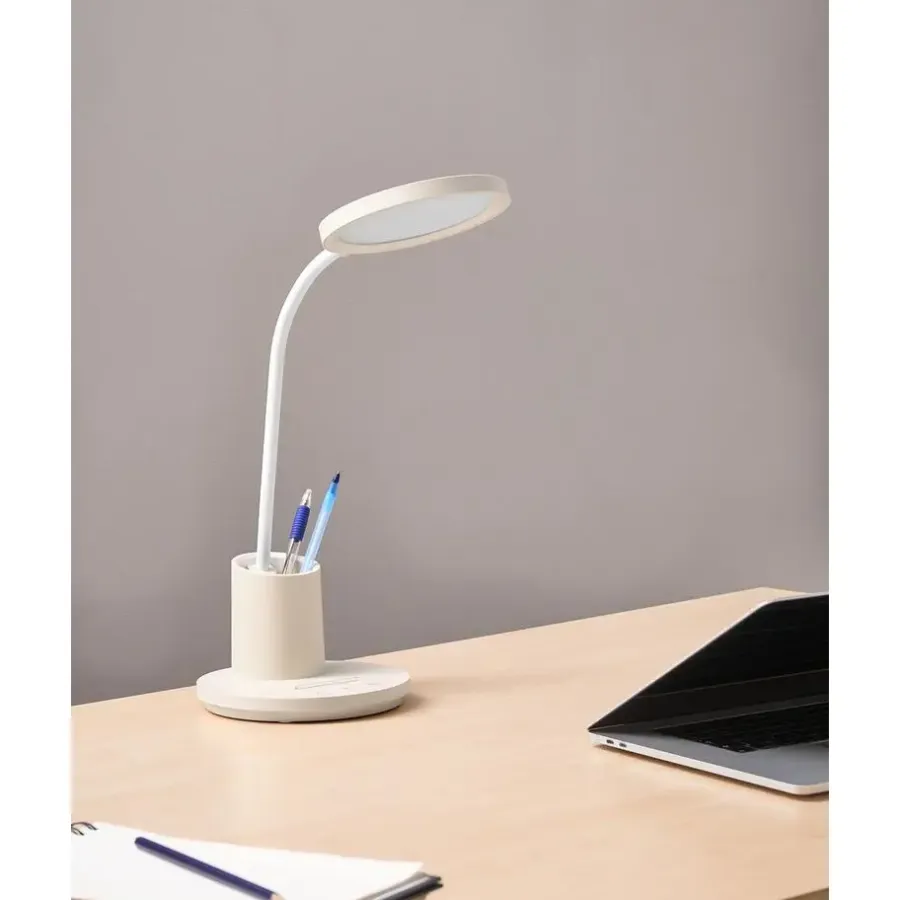 Leen Bakker VELA - Bureaulamp LED - Lichtbeige - Synthetisch materiaal