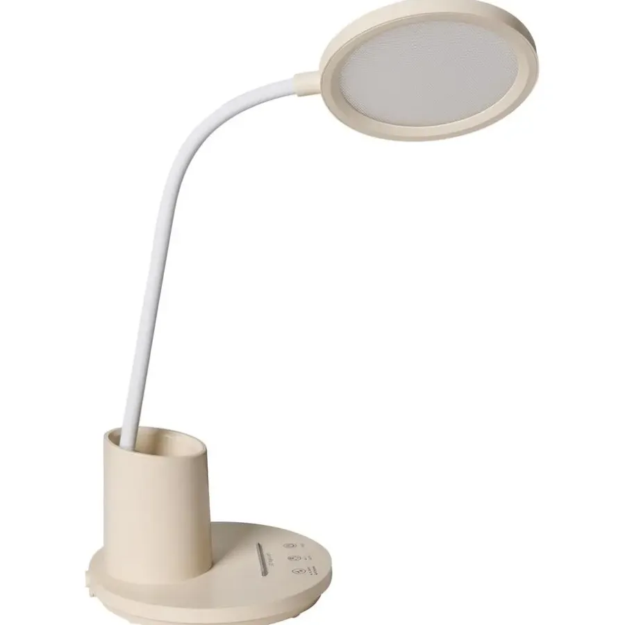 Leen Bakker VELA - Bureaulamp LED - Lichtbeige - Synthetisch materiaal