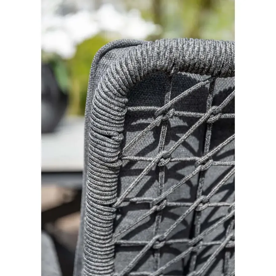 Tuinstoelen-Garden Impressions Venice dining fauteuil - carbon black - rope dark grey - mystic grey