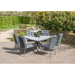 Tuinstoelen-Garden Impressions Venice dining fauteuil - carbon black - rope dark grey - mystic grey