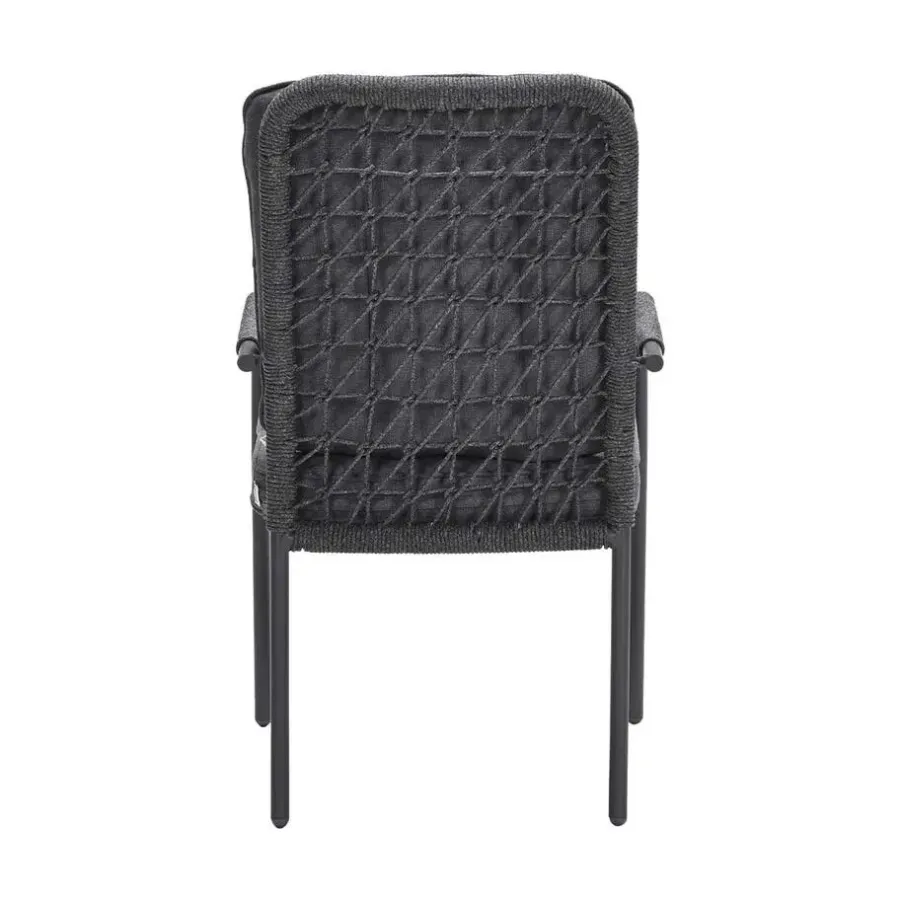 Tuinstoelen-Garden Impressions Venice dining fauteuil - carbon black - rope dark grey - mystic grey