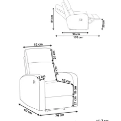 Fauteuils-Beliani VERDAL - Relaxfauteuil elektrisch - Beige - Fluweel