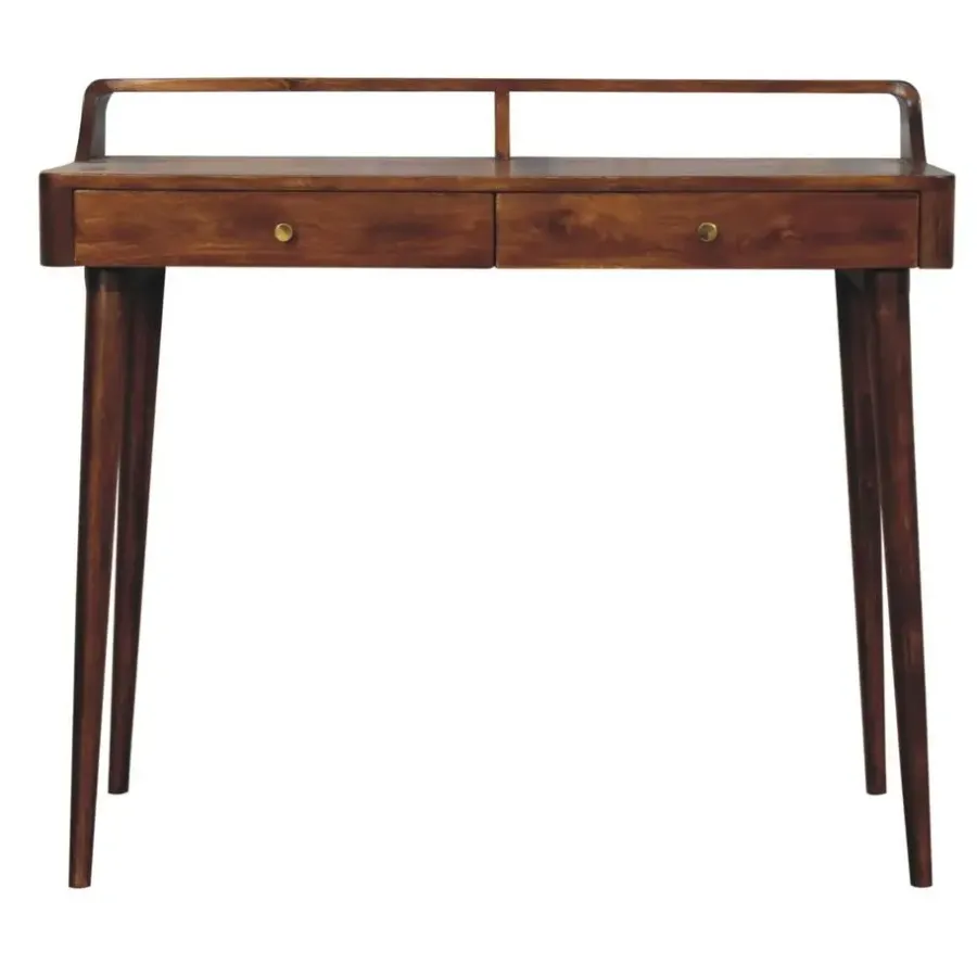Sidetables-Artisan Furniture Verhoogde kastanjebruine sidetable met 2 lades, bruin