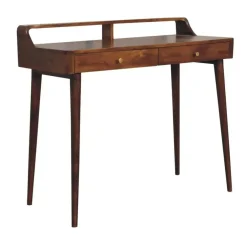 Sidetables-Artisan Furniture Verhoogde kastanjebruine sidetable met 2 lades, bruin