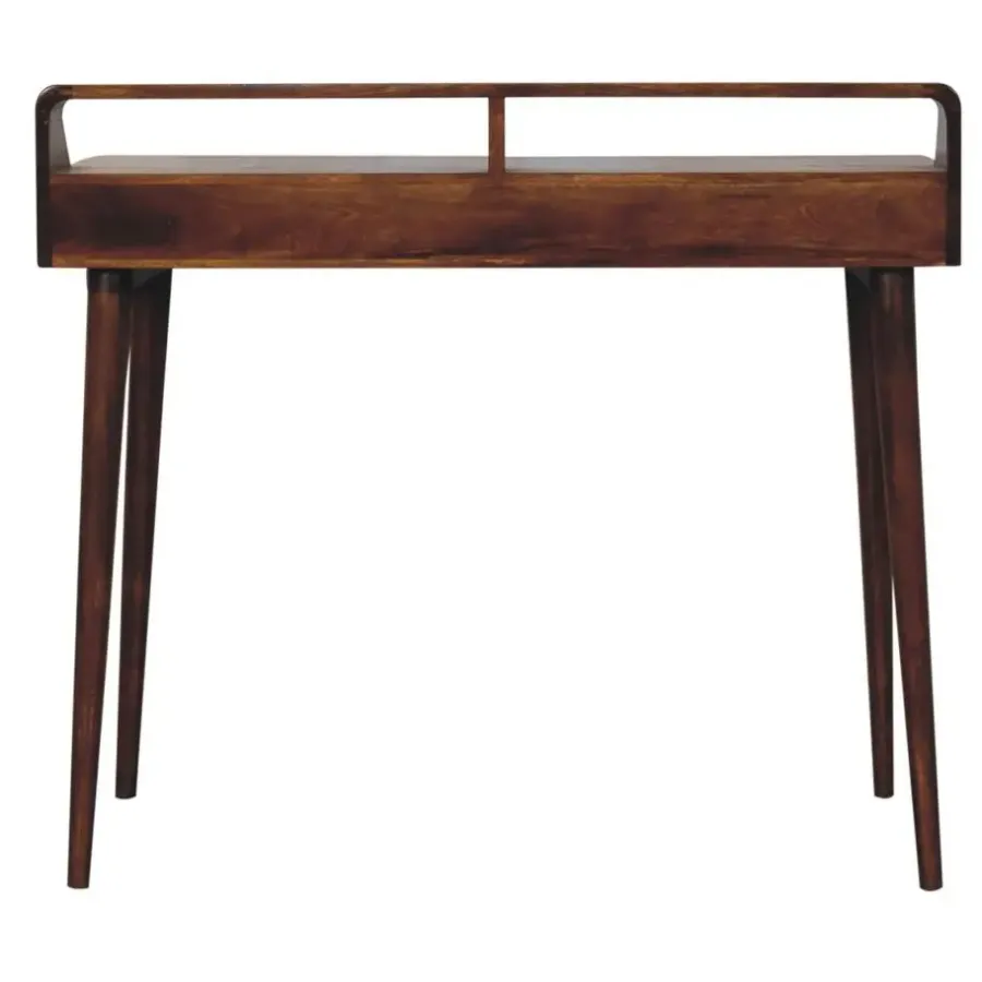 Sidetables-Artisan Furniture Verhoogde kastanjebruine sidetable met 2 lades, bruin