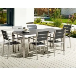 Beliani VERNIO - Tuintafel - Zwart/Zilver - 90 x 180 cm - Aluminium