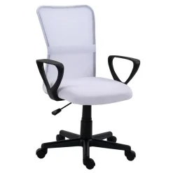 Bureaustoelen|Bureaustoelen-Nordlys Verstelbare witte stoffen bureaustoel
