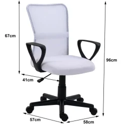 Bureaustoelen|Bureaustoelen-Nordlys Verstelbare witte stoffen bureaustoel