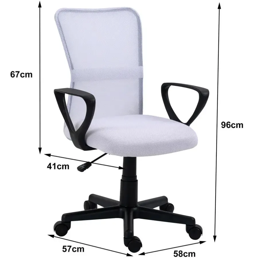 Bureaustoelen|Bureaustoelen-Nordlys Verstelbare witte stoffen bureaustoel