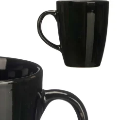 Vessia Design koffie mokken - 6x - zwart - keramiek - 330 ml