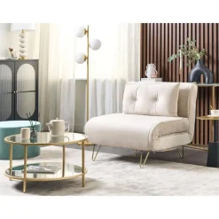 Slaapbanken|Slaapbanken-Beliani VESTFOLD - Slaapbank - Beige - Fluweel