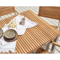 Beliani VIAREGGIO II - Tuintafel - Lichte houtkleur - 90 x 200 cm - Teakhout