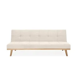 Dorel Home Vicky - 3-zits slaapbank met houten poten / crèmekleurige stof