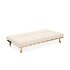 Dorel Home Vicky - 3-zits slaapbank met houten poten / crèmekleurige stof