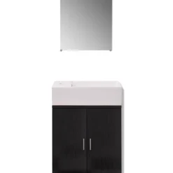Badmeubelsets-vidaXL - Badkamer Meubel - Zwart - Bewerkt hout