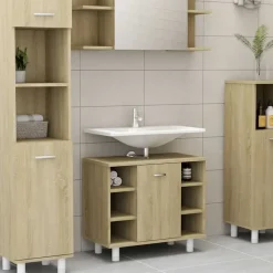 Wastafelkasten-vidaXL - Badkamerkast - Bruin - Bewerkt hout