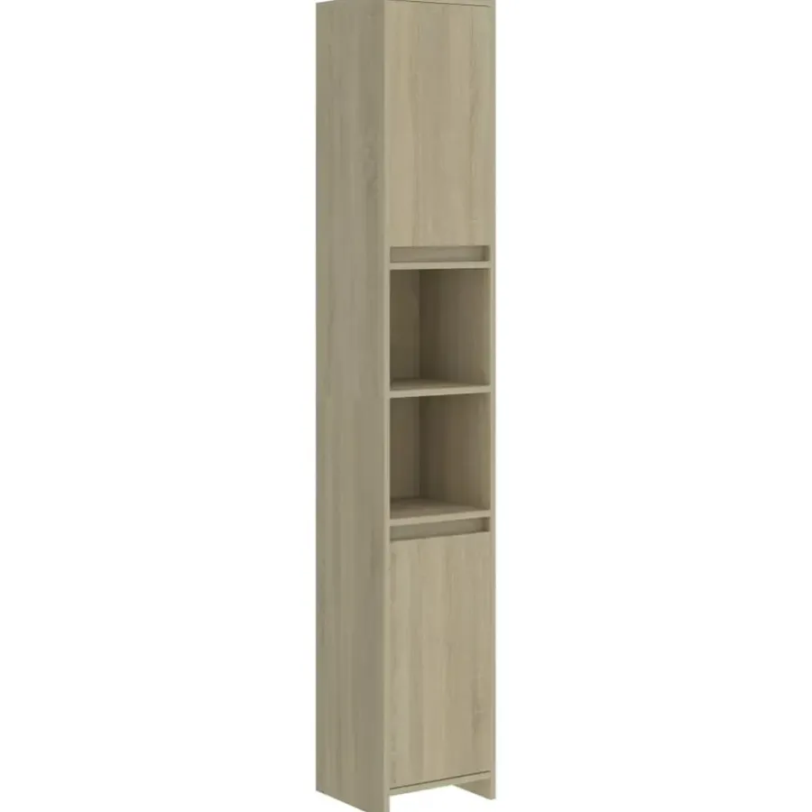 Hoge Kasten-vidaXL - Badkamerkast - Bruin - Bewerkt hout - 30 x 30 x 183.5 cm