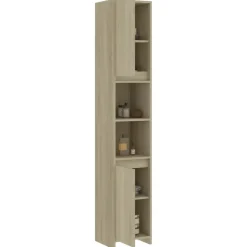 Hoge Kasten-vidaXL - Badkamerkast - Bruin - Bewerkt hout - 30 x 30 x 183.5 cm