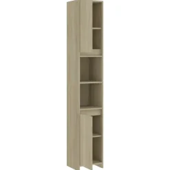 Hoge Kasten-vidaXL - Badkamerkast - Bruin - Bewerkt hout - 30 x 30 x 183.5 cm