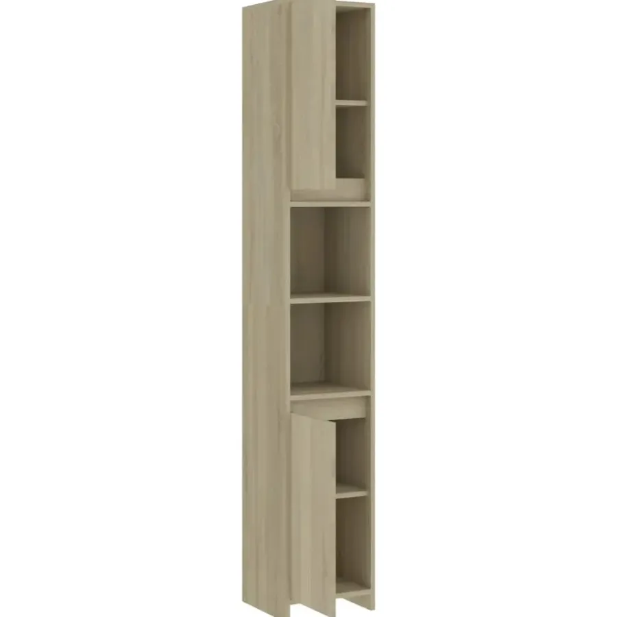 Hoge Kasten-vidaXL - Badkamerkast - Bruin - Bewerkt hout - 30 x 30 x 183.5 cm