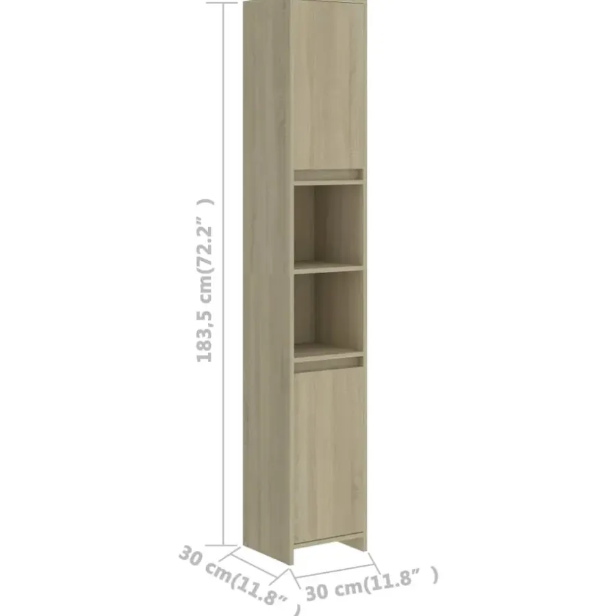 Hoge Kasten-vidaXL - Badkamerkast - Bruin - Bewerkt hout - 30 x 30 x 183.5 cm