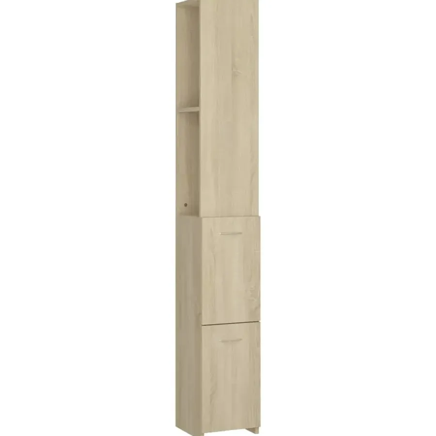 Hoge Kasten-vidaXL - Badkamerkast - Bruin - Bewerkt hout