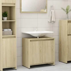 Wastafelkasten-vidaXL - Badkamerkast - Bruin - Bewerkt hout