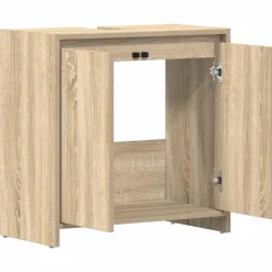 Wastafelkasten-vidaXL - Badkamerkast - Bruin - Bewerkt hout