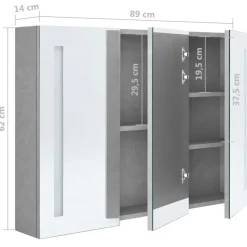 vidaXL - Badkamerkast - Grijs - MDF - 89 x 14 x 62 cm