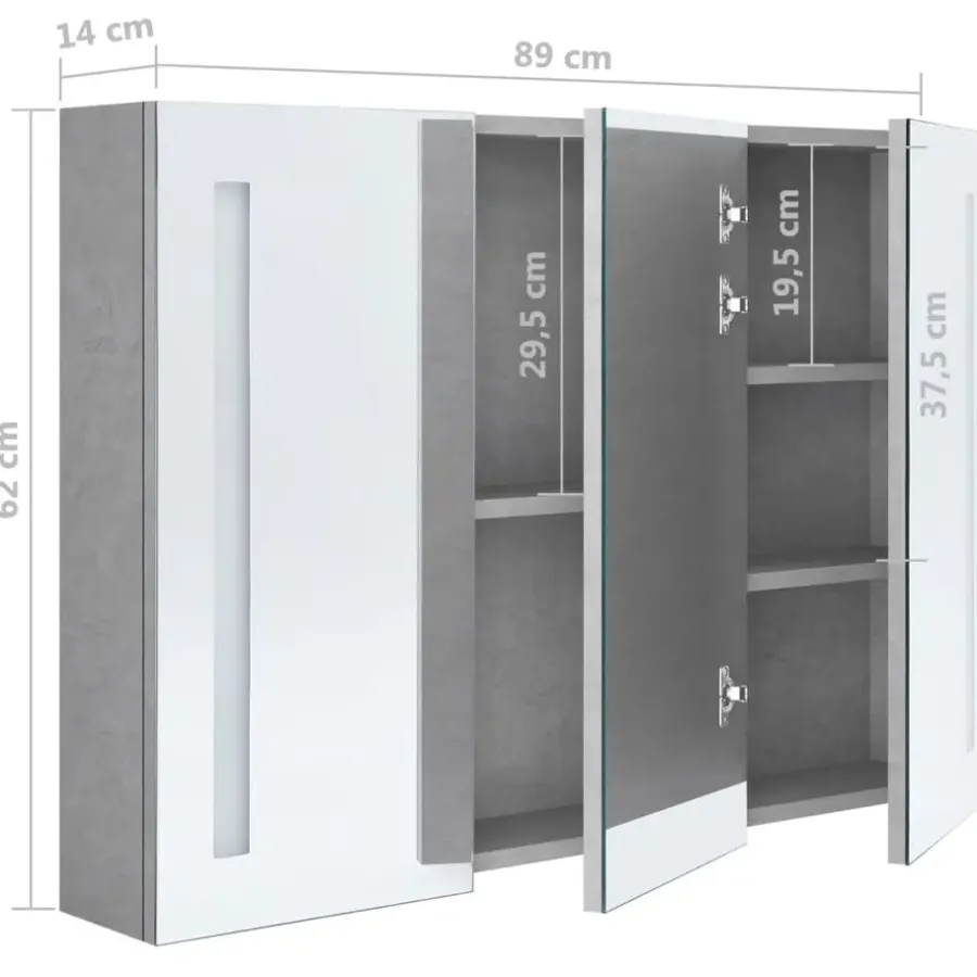 vidaXL - Badkamerkast - Grijs - MDF - 89 x 14 x 62 cm