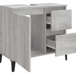 Wastafelkasten-vidaXL - Badkamerkast - Grijs - Bewerkt hout