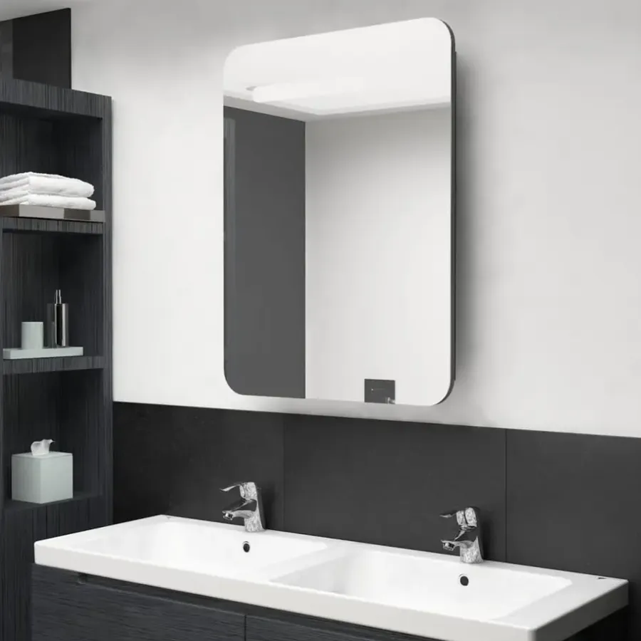 Spiegelkasten-vidaXL - Badkamerkast - Grijs - MDF