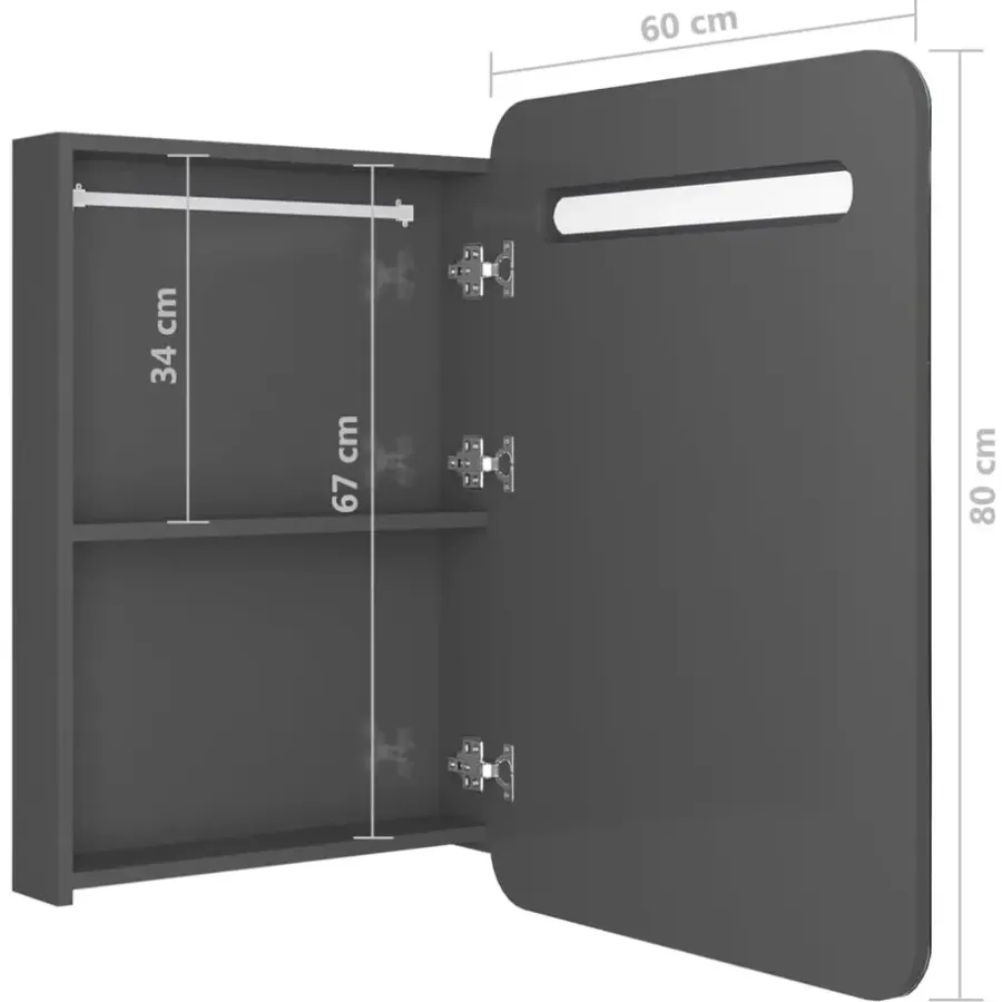Spiegelkasten-vidaXL - Badkamerkast - Grijs - MDF