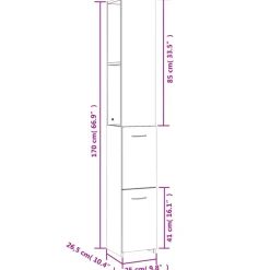 Hoge Kasten-vidaXL - Badkamerkast - Grijs - Bewerkt hout