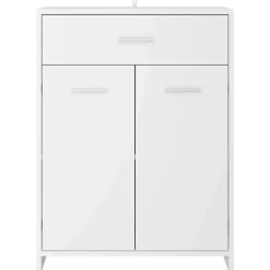 Wastafelkasten-vidaXL - Badkamerkast - Wit - Bewerkt hout