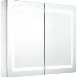 Spiegelkasten-vidaXL - Badkamerkast - Wit - MDF