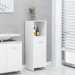 Hoge Kasten-vidaXL - Badkamerkast - Wit - Bewerkt hout