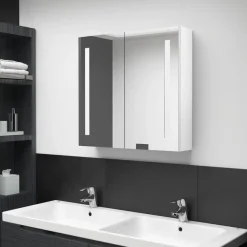 Spiegelkasten-vidaXL - Badkamerkast - Wit - MDF - 62 x 14 x 60 cm