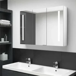 Spiegelkasten-vidaXL - Badkamerkast - Wit - MDF - 89 x 14 x 62 cm