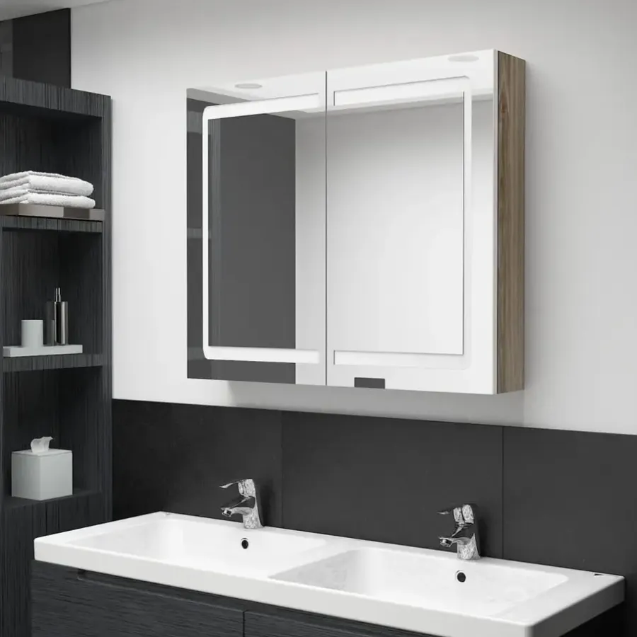 Spiegelkasten-vidaXL - Badkamerkast - Wit - MDF