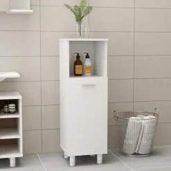 Hoge Kasten-vidaXL - Badkamerkast - Wit - Bewerkt hout