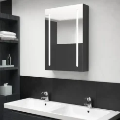 Spiegelkasten-vidaXL - Badkamerkast - Zwart - MDF - 50 x 13 x 70 cm