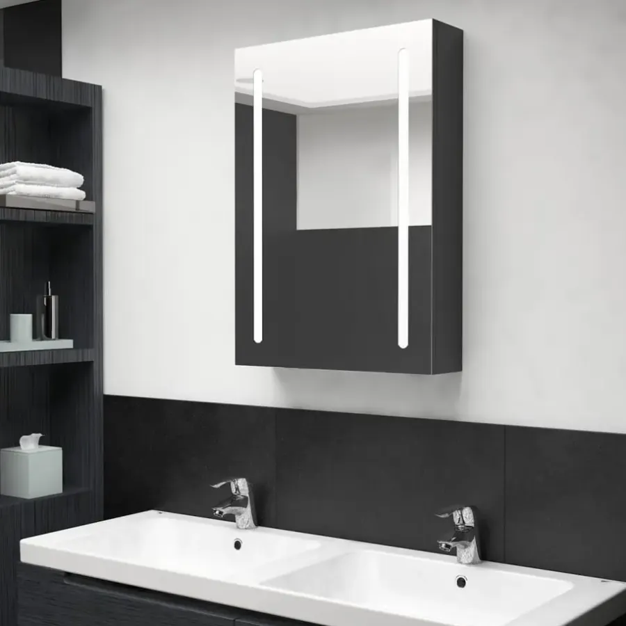 Spiegelkasten-vidaXL - Badkamerkast - Zwart - MDF - 50 x 13 x 70 cm