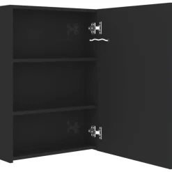 Spiegelkasten-vidaXL - Badkamerkast - Zwart - MDF - 50 x 13 x 70 cm