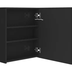 Spiegelkasten-vidaXL - Badkamerkast - Zwart - MDF