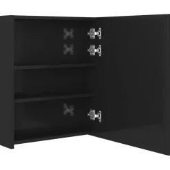 Spiegelkasten-vidaXL - Badkamerkast - Zwart - MDF
