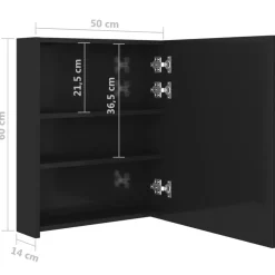 Spiegelkasten-vidaXL - Badkamerkast - Zwart - MDF
