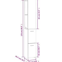 Hoge Kasten-vidaXL - Badkamerkast - Zwart - Bewerkt hout