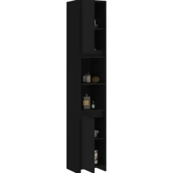 vidaXL - Badkamerkast - Zwart - Bewerkt hout